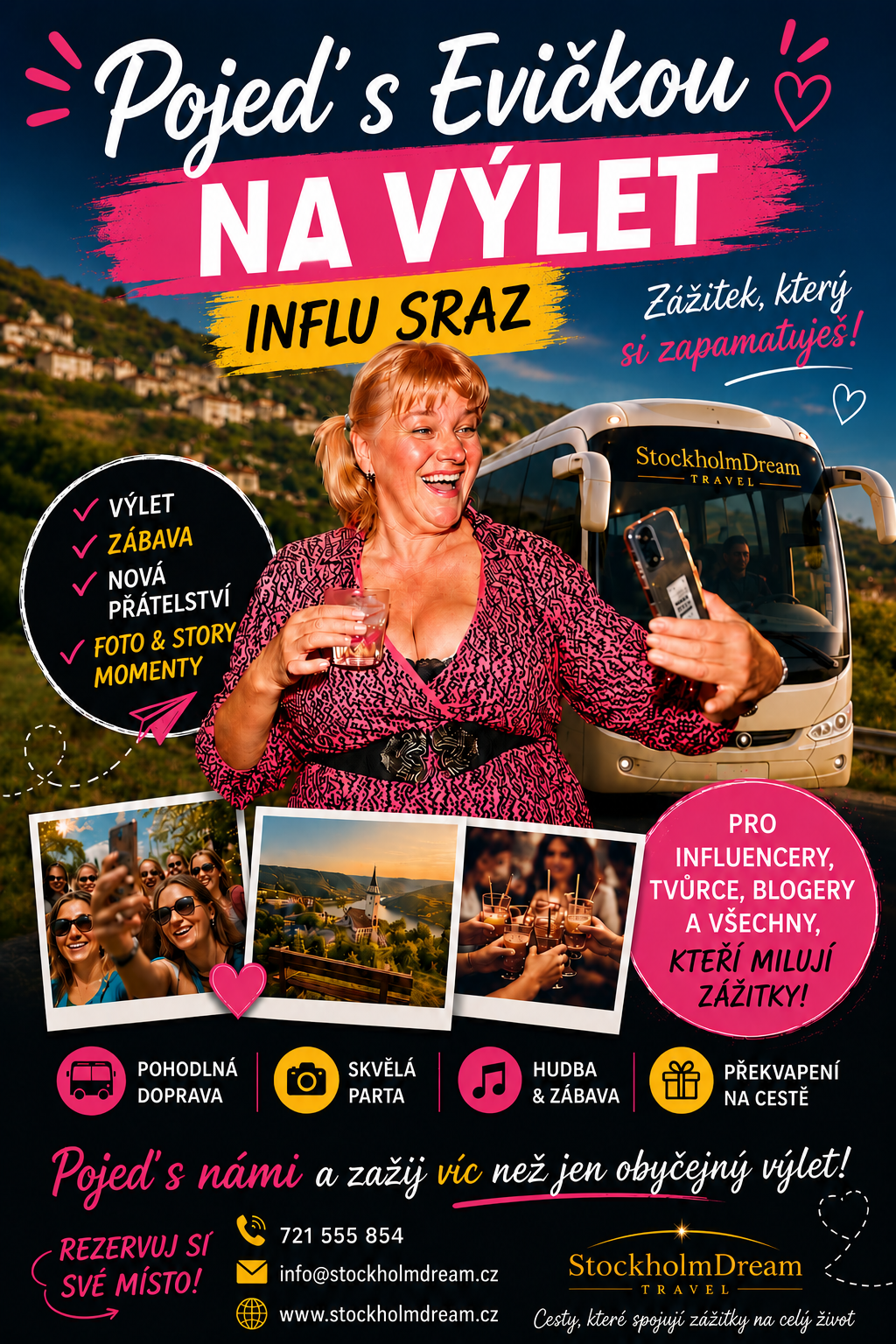 Plakát Pojeď s Evičkou na výlet – Influ sraz